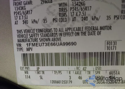 2006 Ford Explorer Xlt from USA, damaged, VIN 1FMEU73E66UA99690